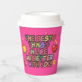 Valentinstag im Klassenzimmer Donut Blume personal Pappbecher (Vorderseite)