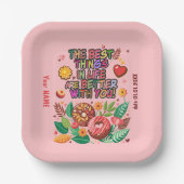 Valentinstag im Klassenzimmer Donut Blume personal Pappteller (Vorderseite)