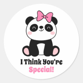 Valentinstag im Klassenzimmer Niedlich Panda Pink Runder Aufkleber