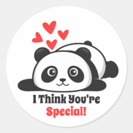 Valentinstag im Klassenzimmer Niedlich Panda Runder Aufkleber