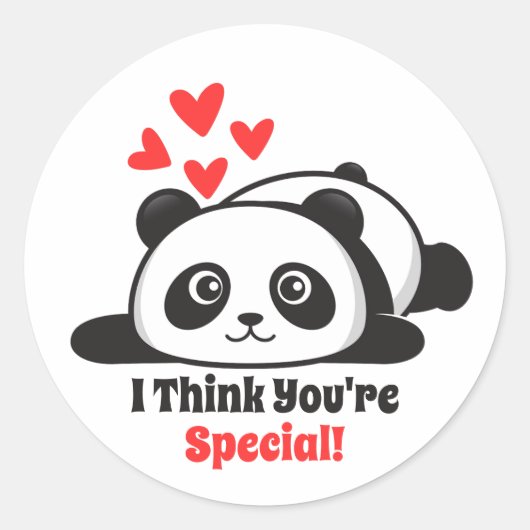 Valentinstag im Klassenzimmer Niedlich Panda Runder Aufkleber (Vorderseite)