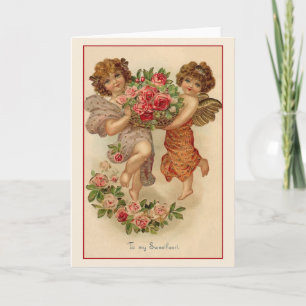 Valentinstag im viktorianischen Stil mit Cherubs u Feiertagskarte