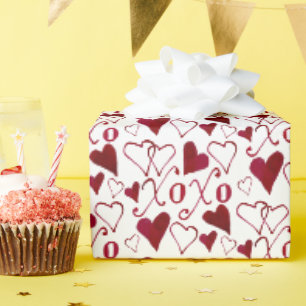 Valentinstag im Vintage-Look XXOO rote Tinte Kalli Geschenkpapier