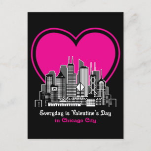 Valentinstag in Chicago City Postkarte