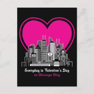 Valentinstag in Chicago City Postkarte