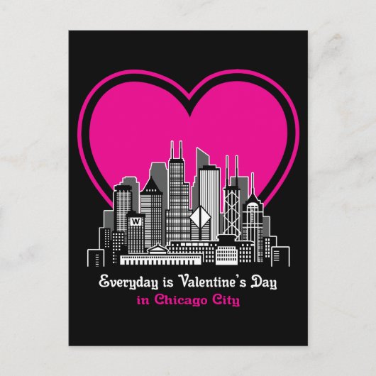 Valentinstag in Chicago City Postkarte (Vorderseite)