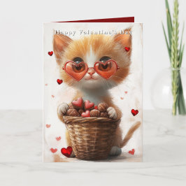 Valentinstag Ingwerkatze Korb Herzen  Karte