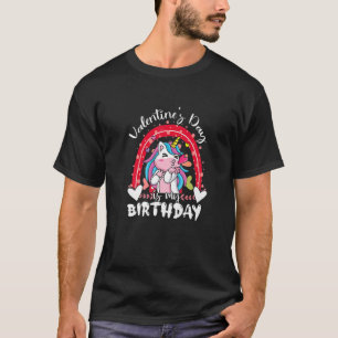 Valentinstag ist mein Geburtstag Unicorn Rainbow V T-Shirt
