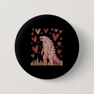 Valentinstag japanische Monster-Herzen Kaiju-Liebh Button
