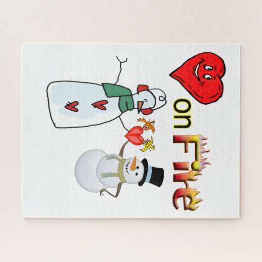 Valentinstag Jigsaw Puzzle Hearts Fire Snowman (Horizontal)