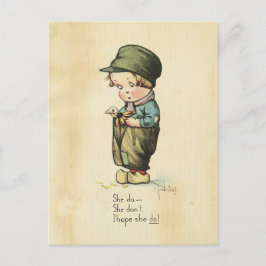 Valentinstag Junge Vintage Illustration Süß Alt Feiertagspostkarte