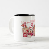 Valentinstag Kaffee 2024 in Liebe u Zweifarbige Tasse (Vorderseite Links)