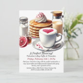 Valentinstag Kaffee & Pancakes Einladung (Stehend Vorderseite)