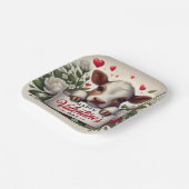 Valentinstag Kalb mit floraler Anordnung Pappteller (Gewinkelt)