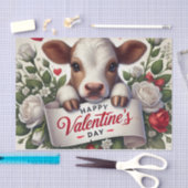 Valentinstag Kalb mit floraler Anordnung Seidenpapier (Handwerk)