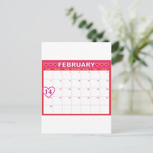 Valentinstag-Kalender Feiertagspostkarte (Stehend Vorderseite)