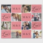 Valentinstag Kalligraphie FotoCollage Geschenkpapier (Flach)