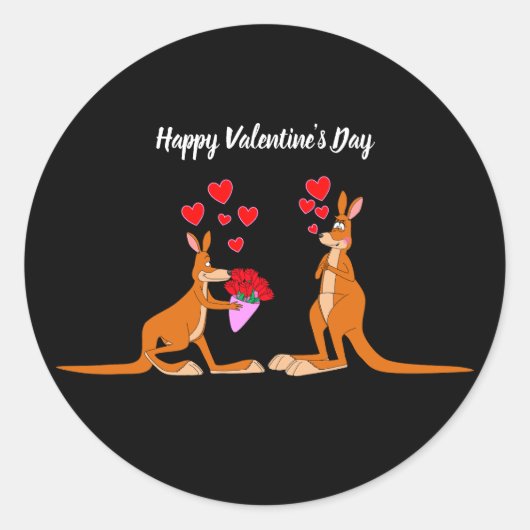 Valentinstag Kangaroos Runder Aufkleber (Vorderseite)
