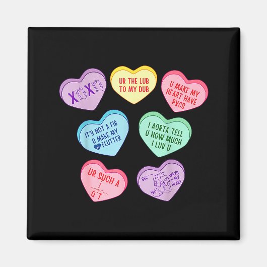 Valentinstag-Kardiologe Herzen Candy Ekg Tech Tele Magnet (Vorne)