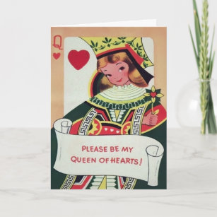 Valentinstag-Karte der Vintagen Königin des Herzen Feiertagskarte