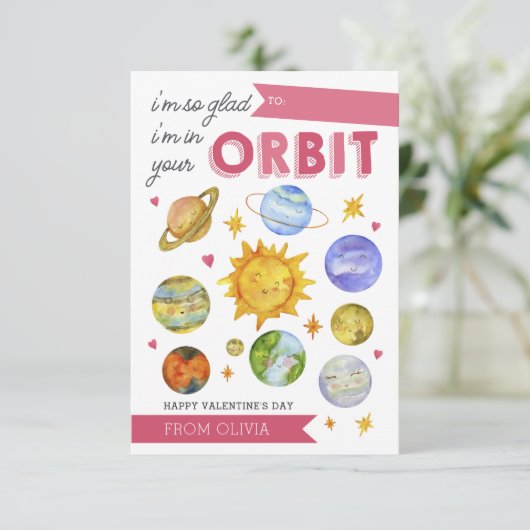 Valentinstag-Karte des Sonnensystems Einladung (Stehend Vorderseite)