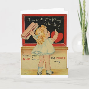 Valentinstag-Karte des Vintagen Kleinen Lehrers Feiertagskarte