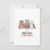 Valentinstag-Karte für niedliche Eule (Vorderseite)