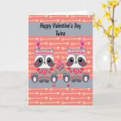 Valentinstag-Karte für Twins mit Raccoons Karte (Gelbe Blume)