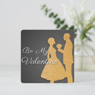 Valentinstag Karte Goldene Silhouette Design