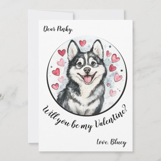 Valentinstag-Karte Husky Feiertagskarte (Vorderseite)