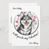 Valentinstag-Karte Husky Feiertagskarte (Vorne/Hinten)