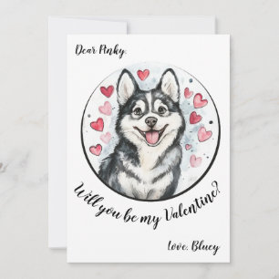 Valentinstag-Karte Husky Feiertagskarte