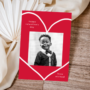 Valentinstag-Karte im Rot-und Weißherz-Unterricht Mitteilungskarte