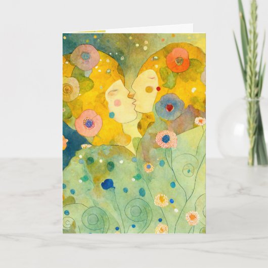 Valentinstag-Karte küsst hübschen Eindruck Karte (Vorderseite)