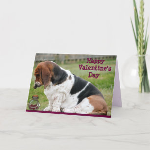 Valentinstag-Karte mit Basset Hound Herz Feiertagskarte