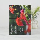 Valentinstag-Karte mit Blumen Dankeskarte (Stehend Vorderseite)