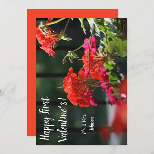 Valentinstag-Karte mit Blumen Dankeskarte (Vorne/Hinten)