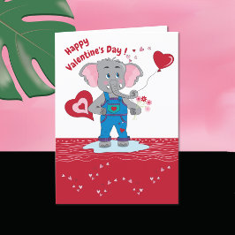 Valentinstag-Karte mit Cartoon Elefant Feiertagskarte