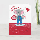Valentinstag-Karte mit Cartoon Elefant Feiertagskarte (Vorderseite)