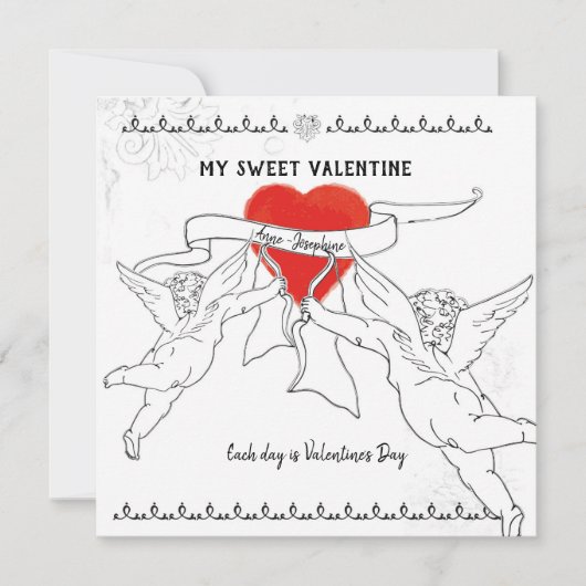 Valentinstag-Karte mit Cherubs Feiertagskarte (Vorderseite)