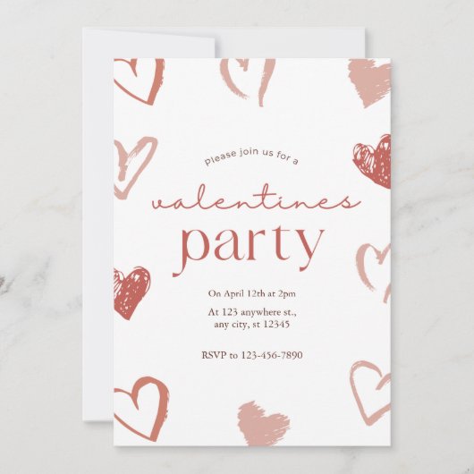 Valentinstag-Karte mit rosa Herzen Feiertagskarte (Vorderseite)