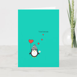 Valentinstag-Karte - Niedliche Pinguin-Illustratio Feiertagskarte