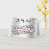 Valentinstag-Karte silber und rosa bis Ehefrau Karte (Gelbe Blume)