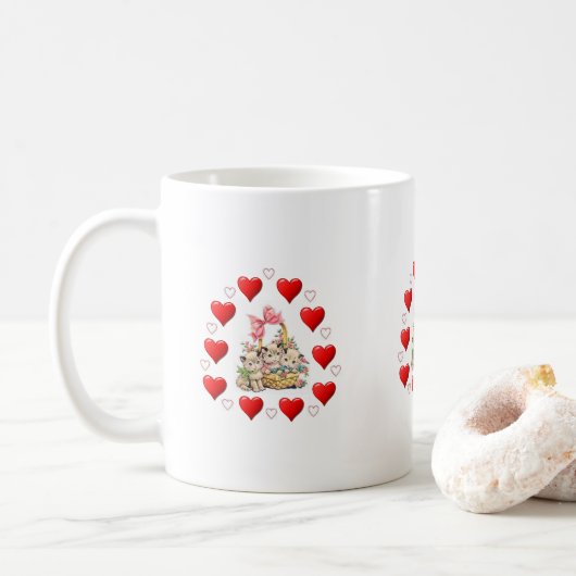 Valentinstag Kätzchen Tasse (Mit Donut)