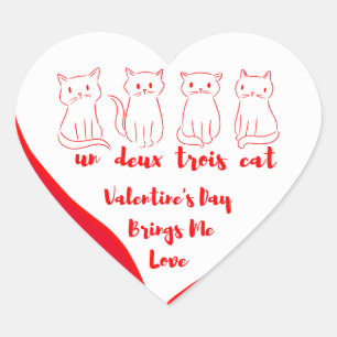 Valentinstag-Kätzchen - Un Deux Trois Katze Herz-Aufkleber