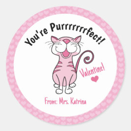 Valentinstag Katze Du bist purer Kinderlehrer Runder Aufkleber