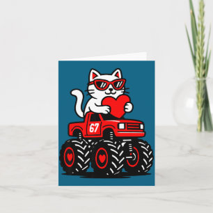 Valentinstag-Katze fährt auf Lastwagen-Illustratio Karte