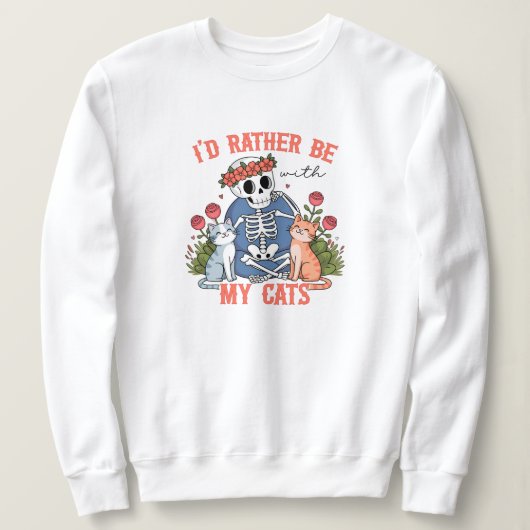 Valentinstag Katze Lover Skelett Sweatshirt (Design vorne)