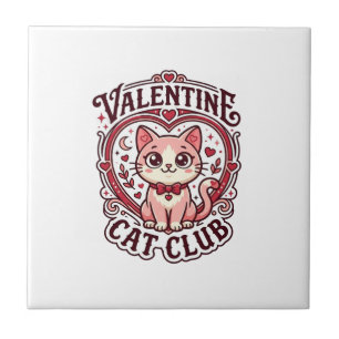 Valentinstag-Katze Lustiges Katzenliebhaber-Design Fliese