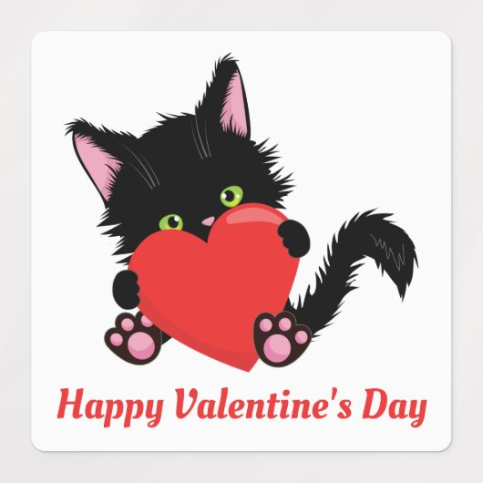 Valentinstag Katze mit Herz Etiketten (Design 1)